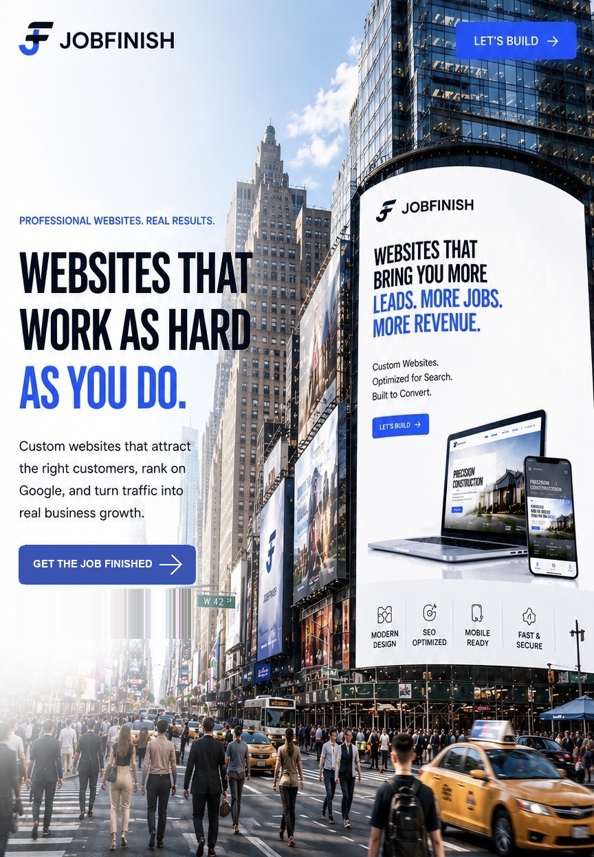 Job Finish — websites that work as hard as you do. Get your free mockup: call (424) 386-5370.