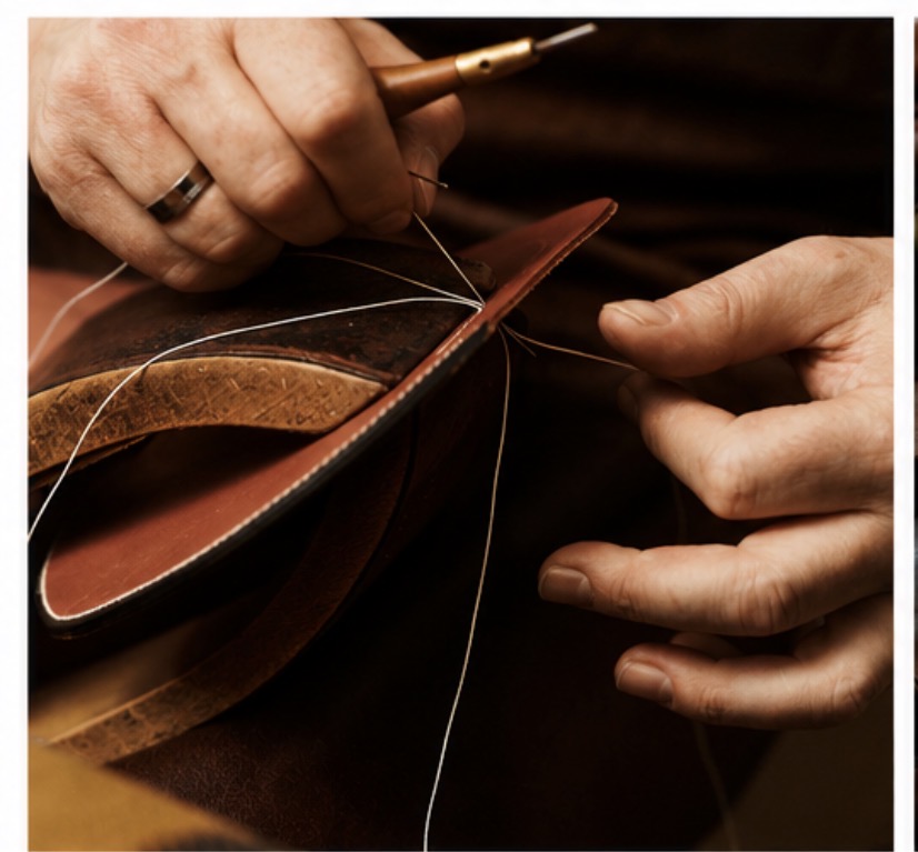 Hand-stitching leather