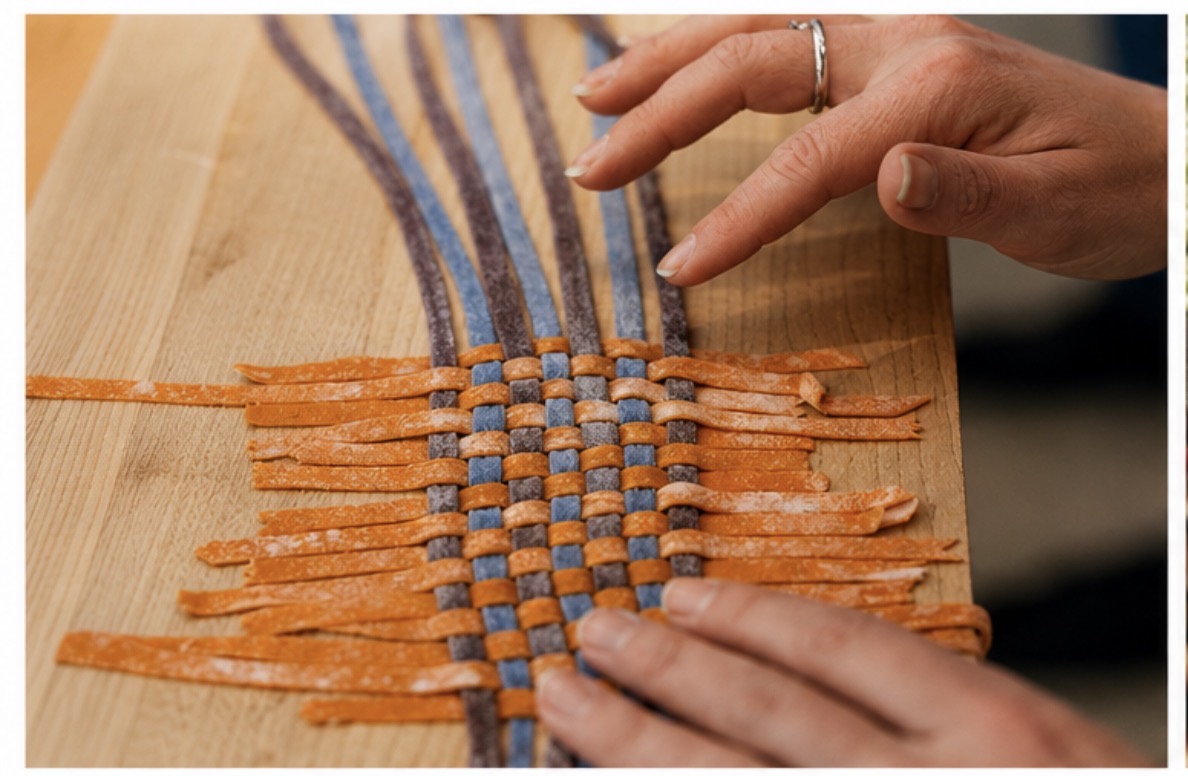 Hand-weaving leather strips